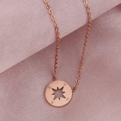 Round Compass Charm Necklace