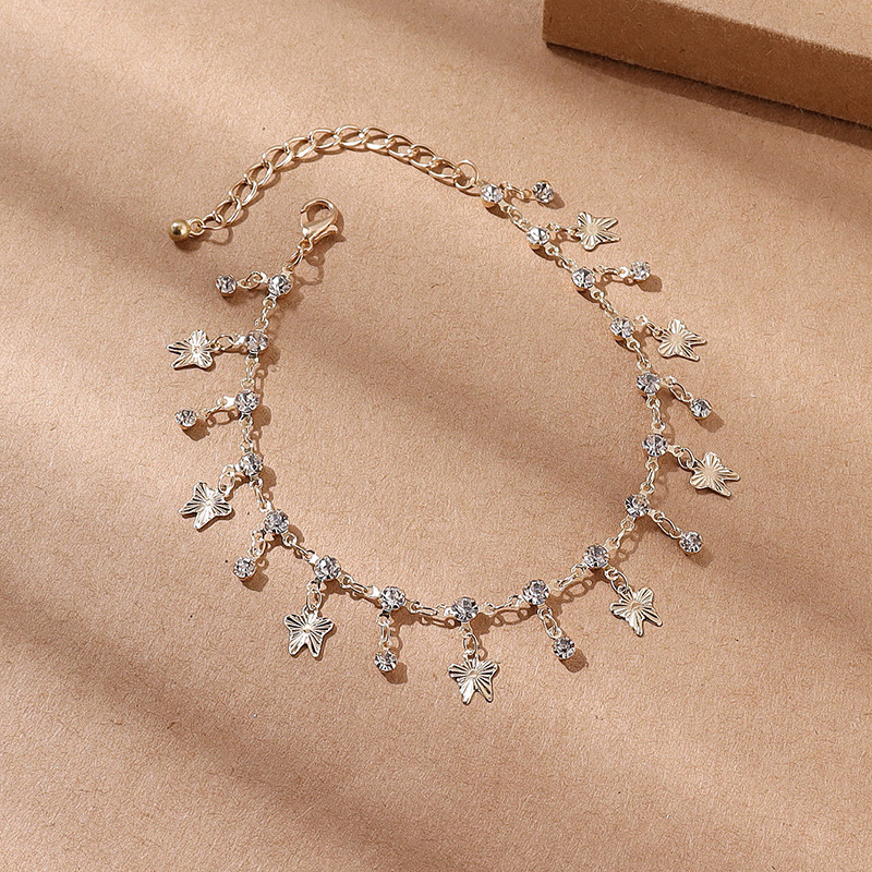 Butterfly Mirror with Tassels - Anklet with Zirconia