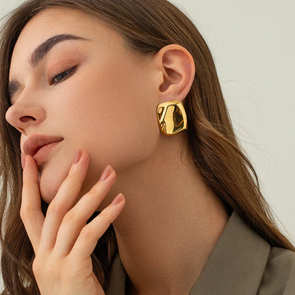 Poppy - Gold Square Earrings