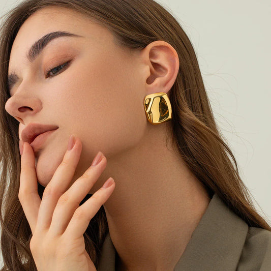 Poppy - Gold Square Earrings