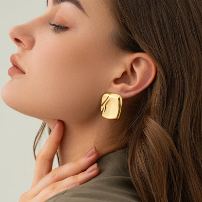 Poppy - Gold Square Earrings