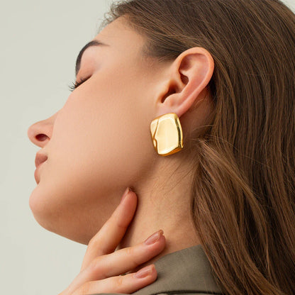 Poppy - Gold Square Earrings