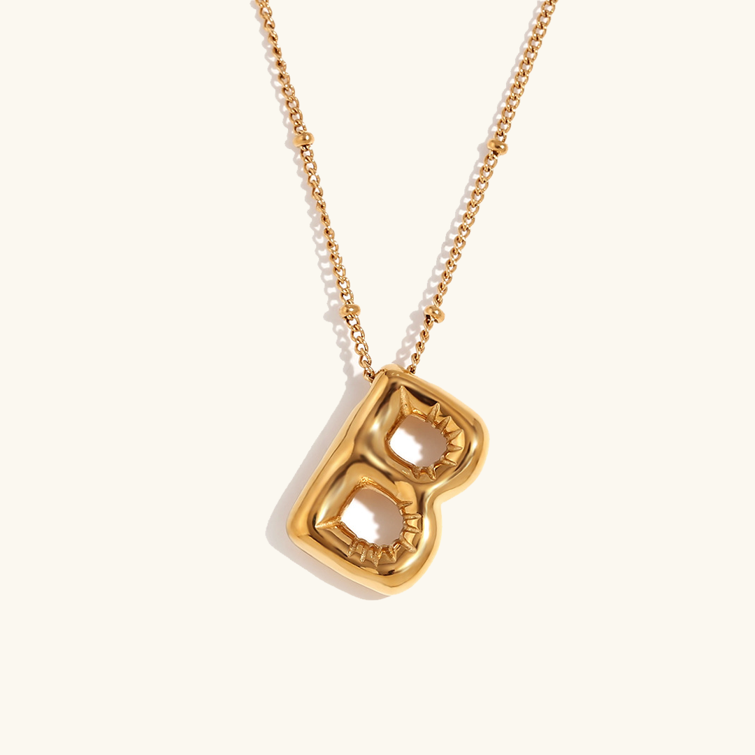 Gold Initials Necklace with Ball