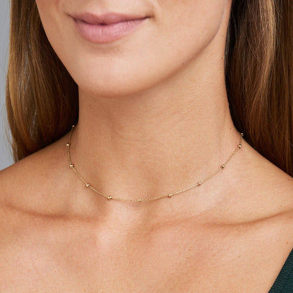 Round Pearl Inlaid Ball Necklace - Round Pearl Necklace