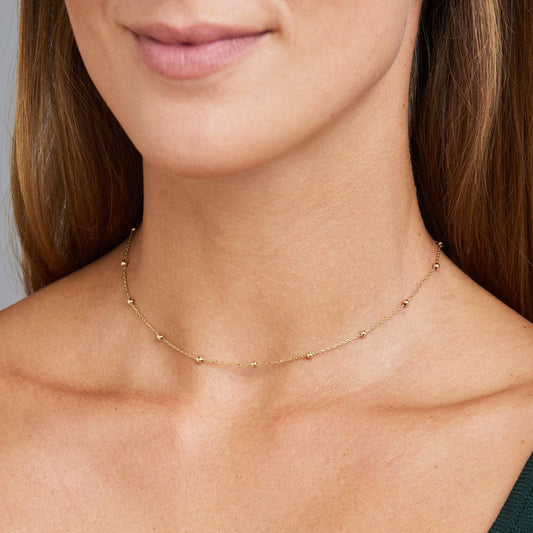 Round Pearl Inlaid Ball Necklace - Round Pearl Necklace