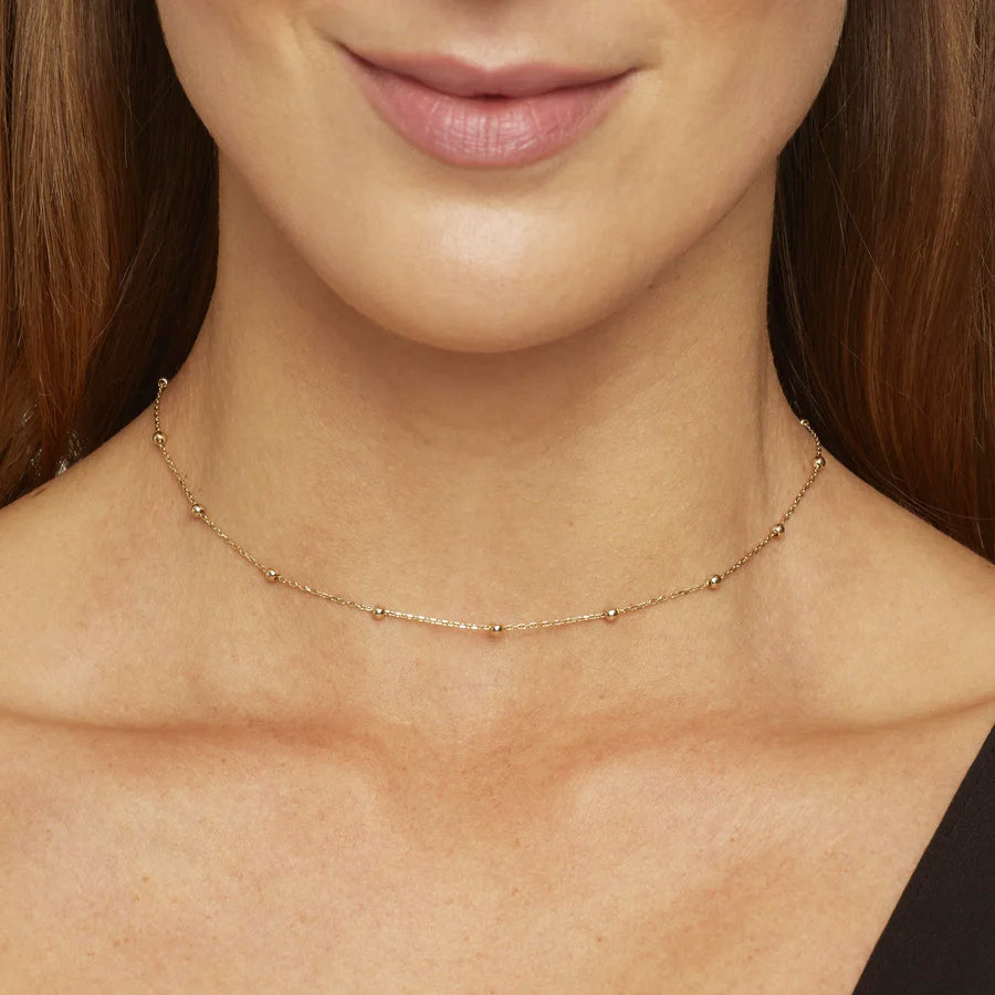 Round Pearl Inlaid Ball Necklace - Round Pearl Necklace