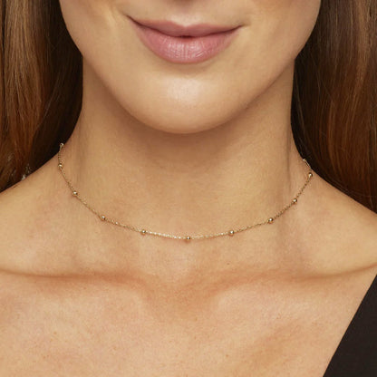 Round Pearl Inlaid Ball Necklace - Round Pearl Necklace