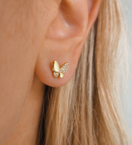 Pave Crystal Butterfly Earrings