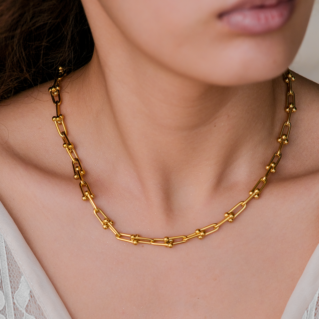 Chunky Gold Cascade Chain Necklace