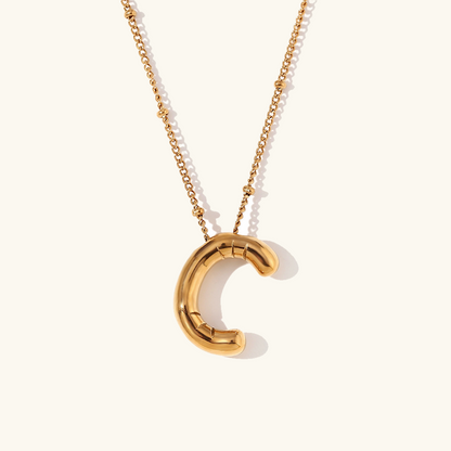 Gold Initials Necklace with Ball