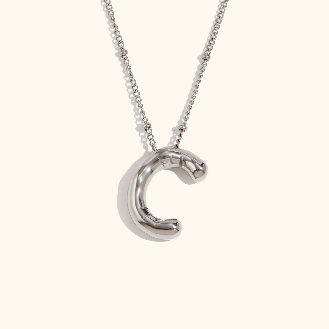 Gold Initials Necklace with Ball