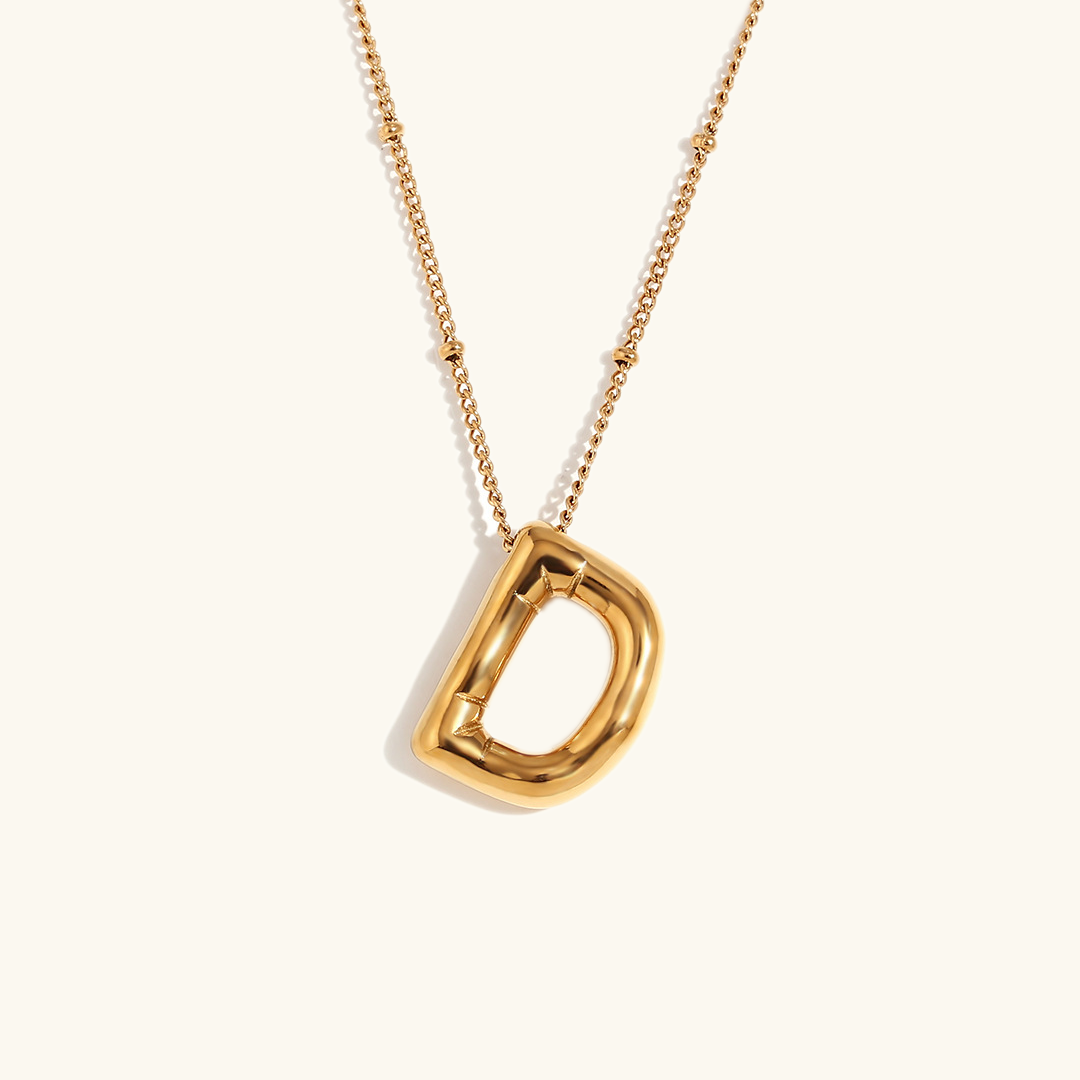 Gold Initials Necklace with Ball