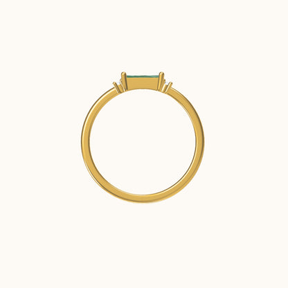 Fen - Delicate Baguette Ring with Green Zirconia