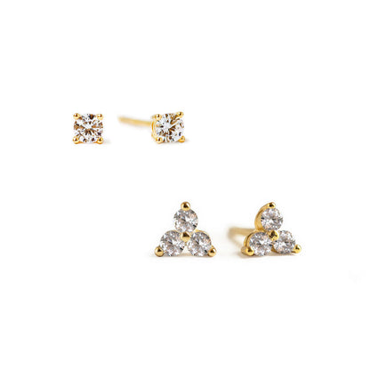 Set of Miniature Pavé Clover Earrings
