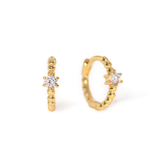 Pavé Huggie Earrings with Pearls