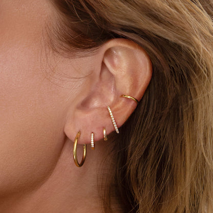 Aros Huggie Delgados con Pavé de Cristal