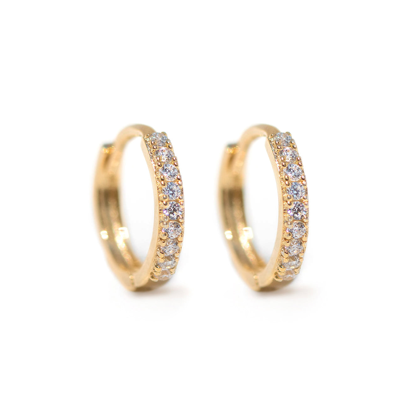Aros Huggie Delgados con Pavé de Cristal