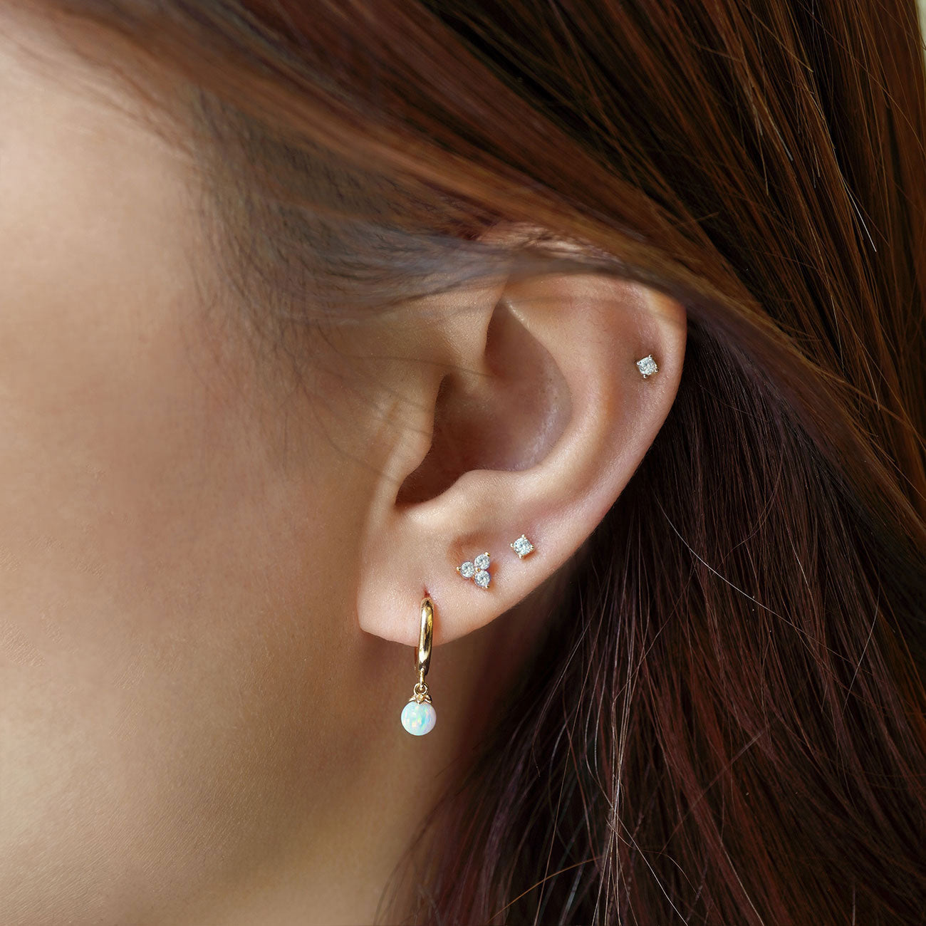 Set of Miniature Pavé Clover Earrings