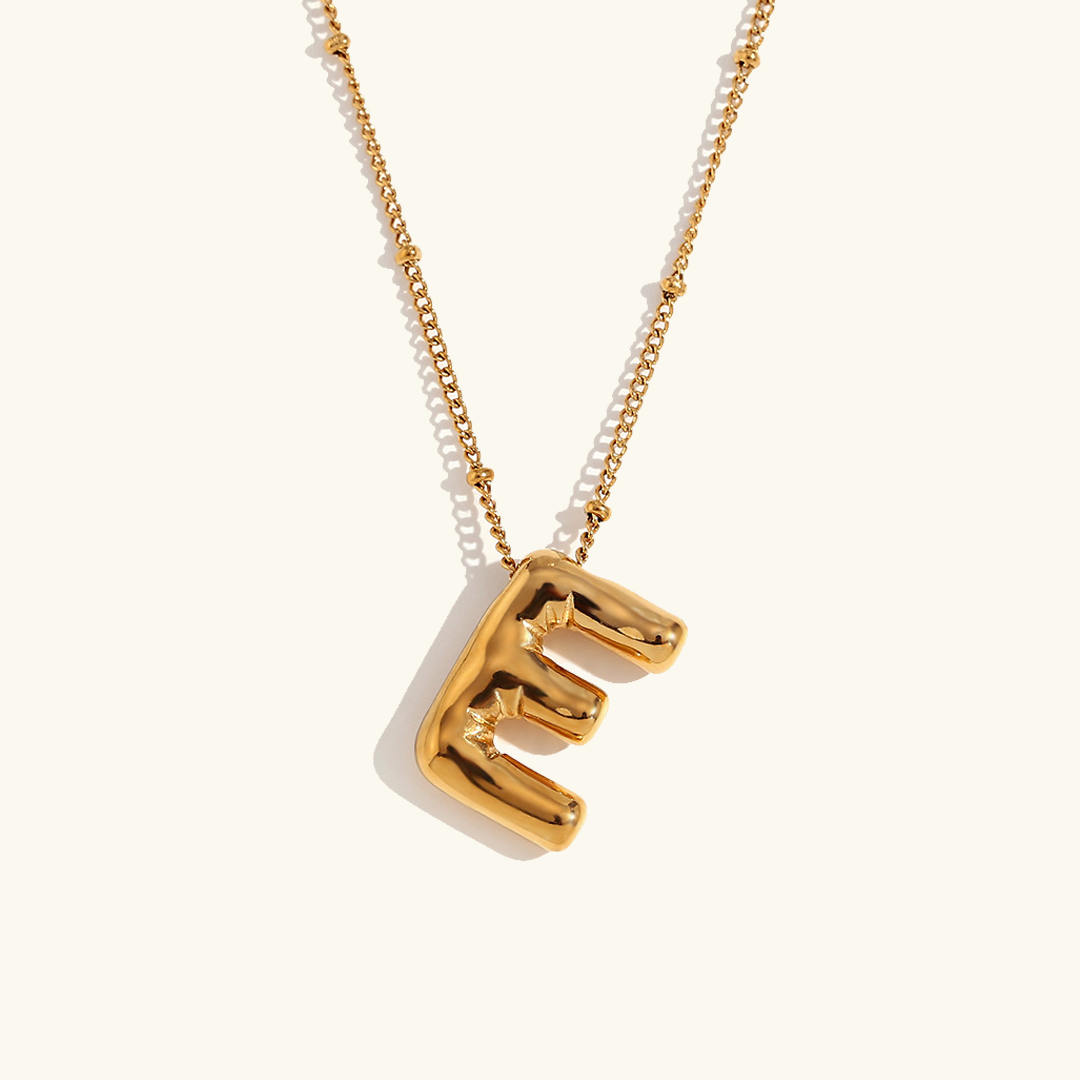 Gold Initials Necklace with Ball