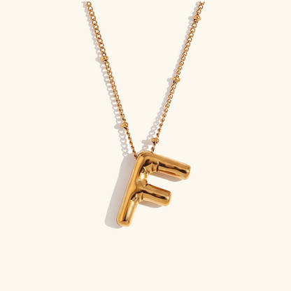 Gold Initials Necklace with Ball