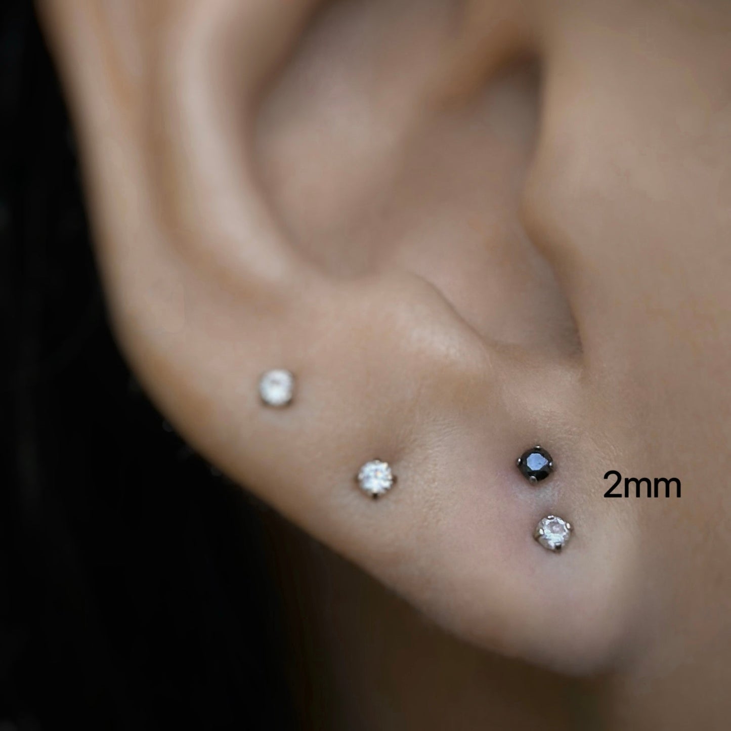Earrings - 2mm CZ Stud Earrings with Flat Back