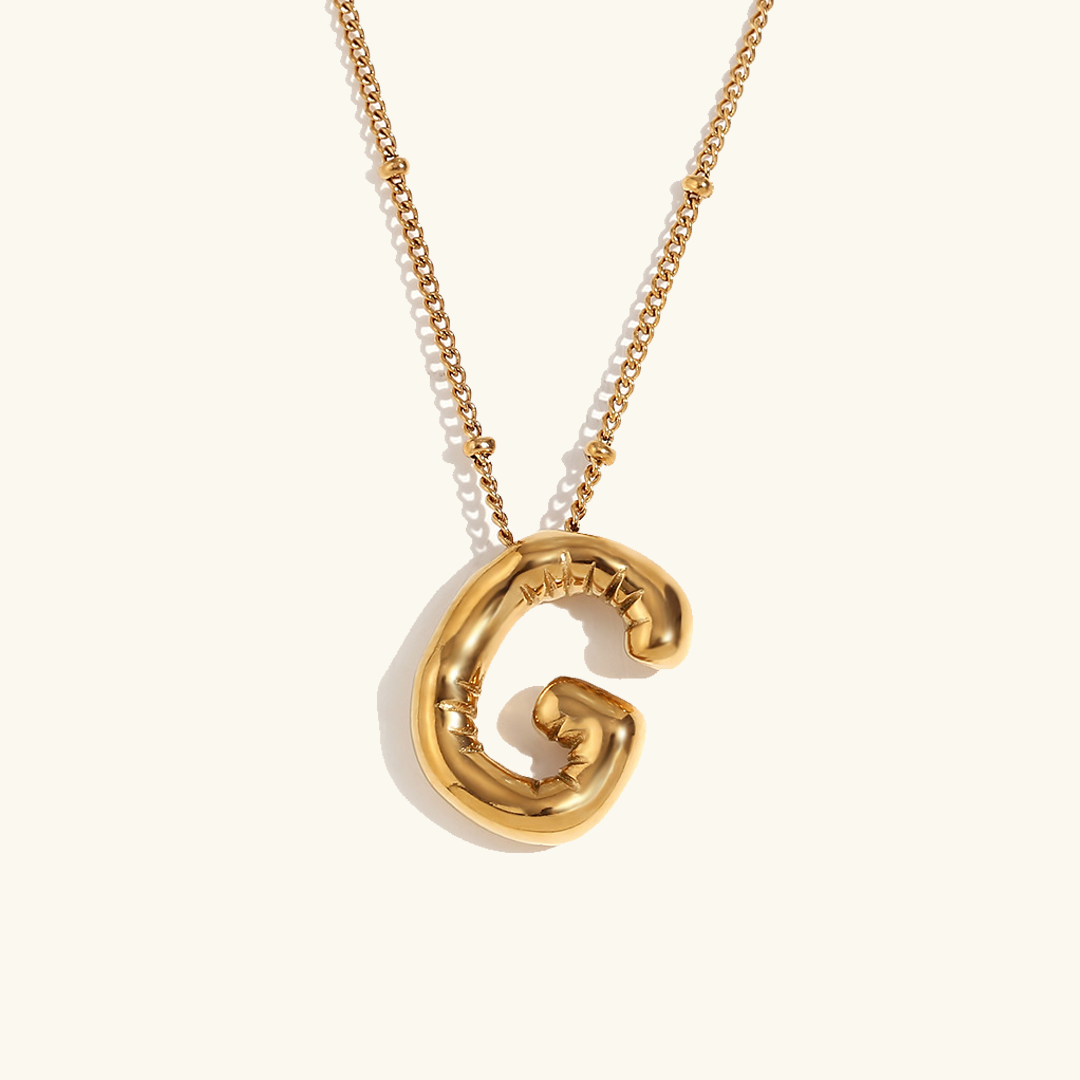 Gold Initials Necklace with Ball