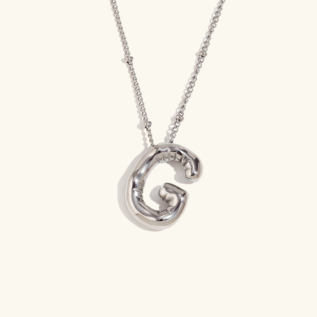 Gold Initials Necklace with Ball