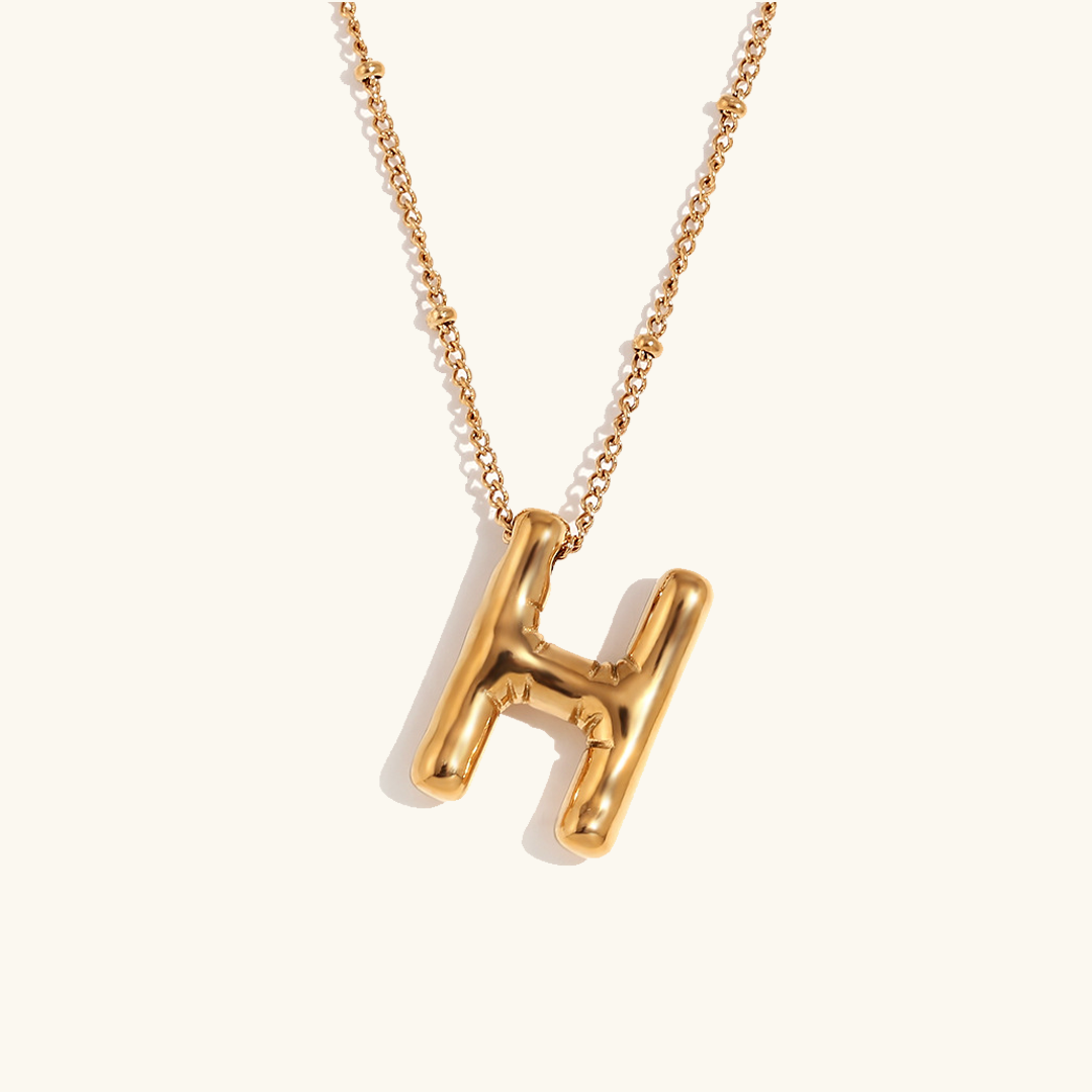 Gold Initials Necklace with Ball