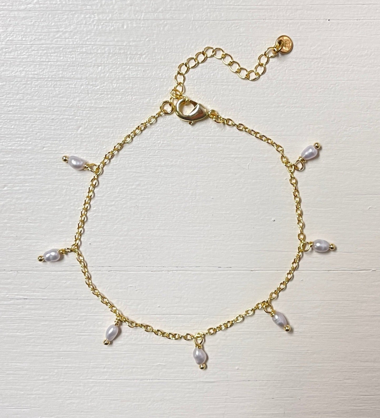 Freshwater gold chain ankle bracelet