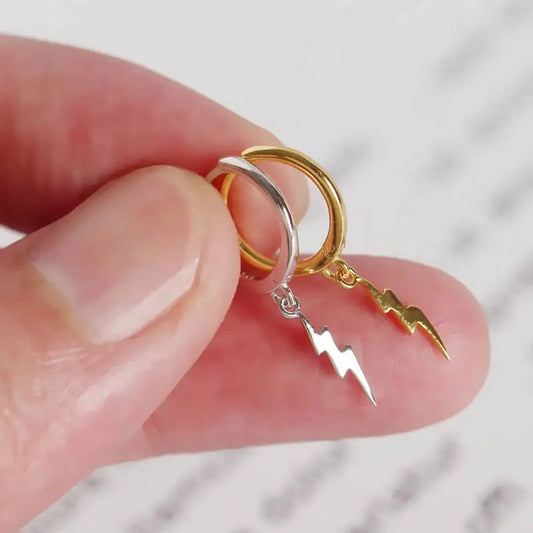 Lightning Hoop Earrings - Lightning Bolt Earrings