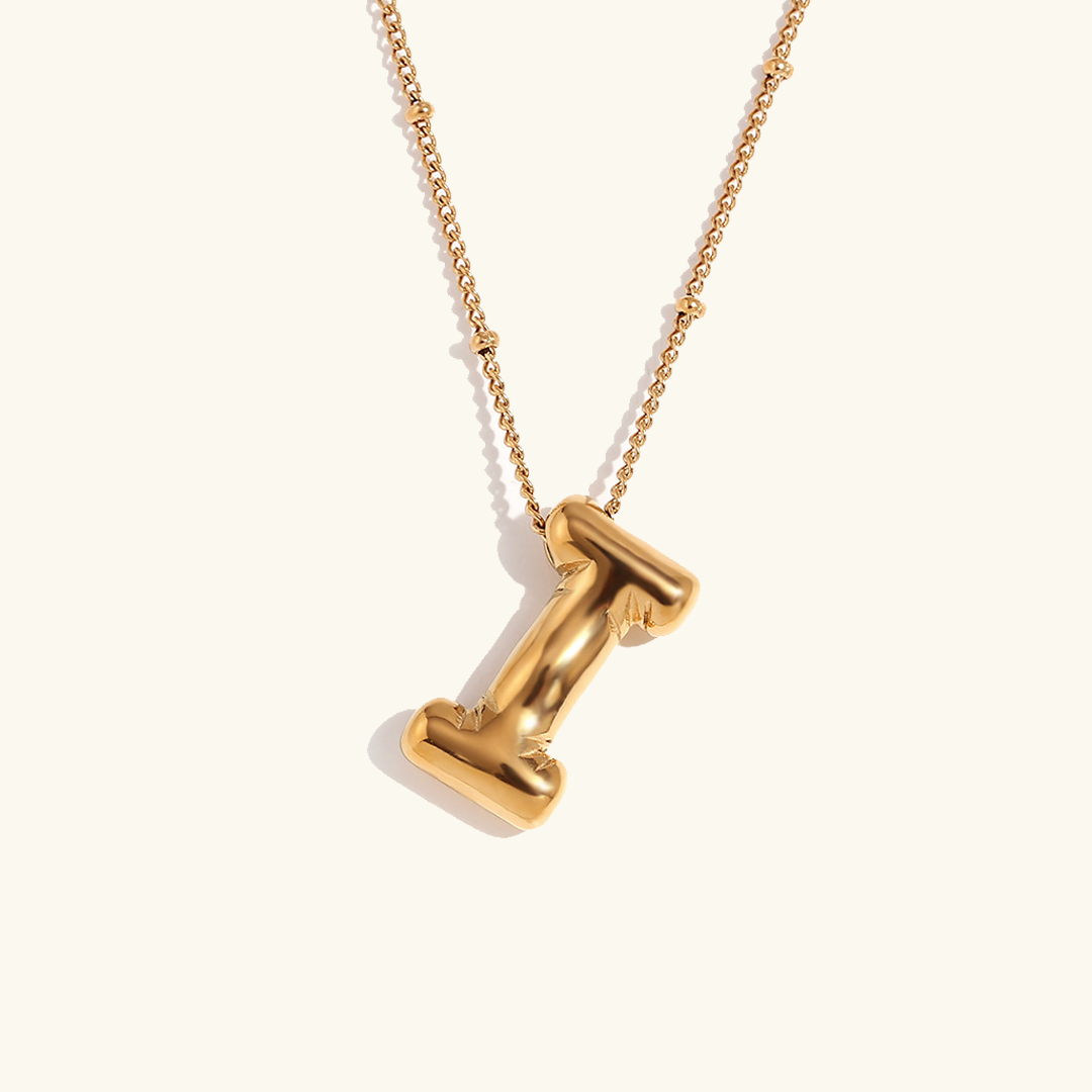 Gold Initials Necklace with Ball