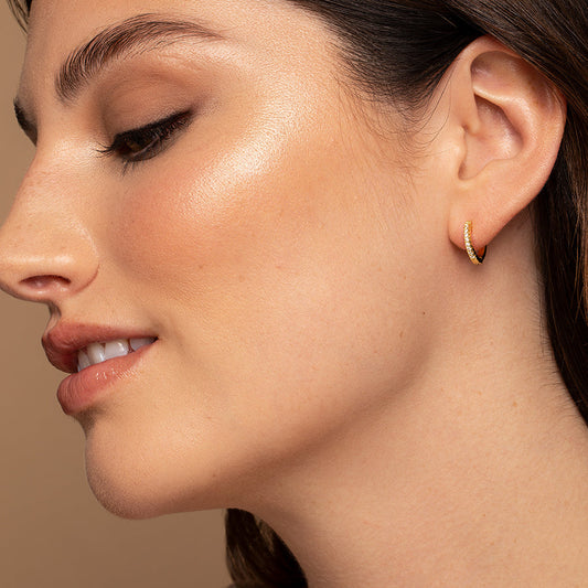 Small Cubic Zirconia Huggie Earrings - Pavé Huggies