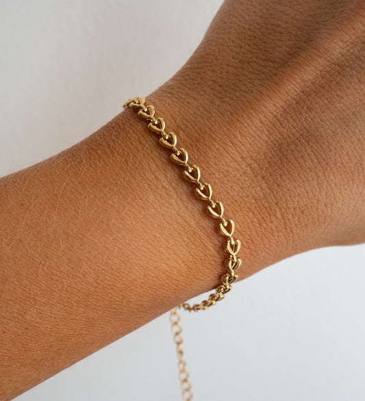 Kendra - Gold Heart Chain Bracelet