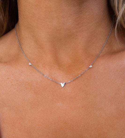 Silver Three Hearts Necklace