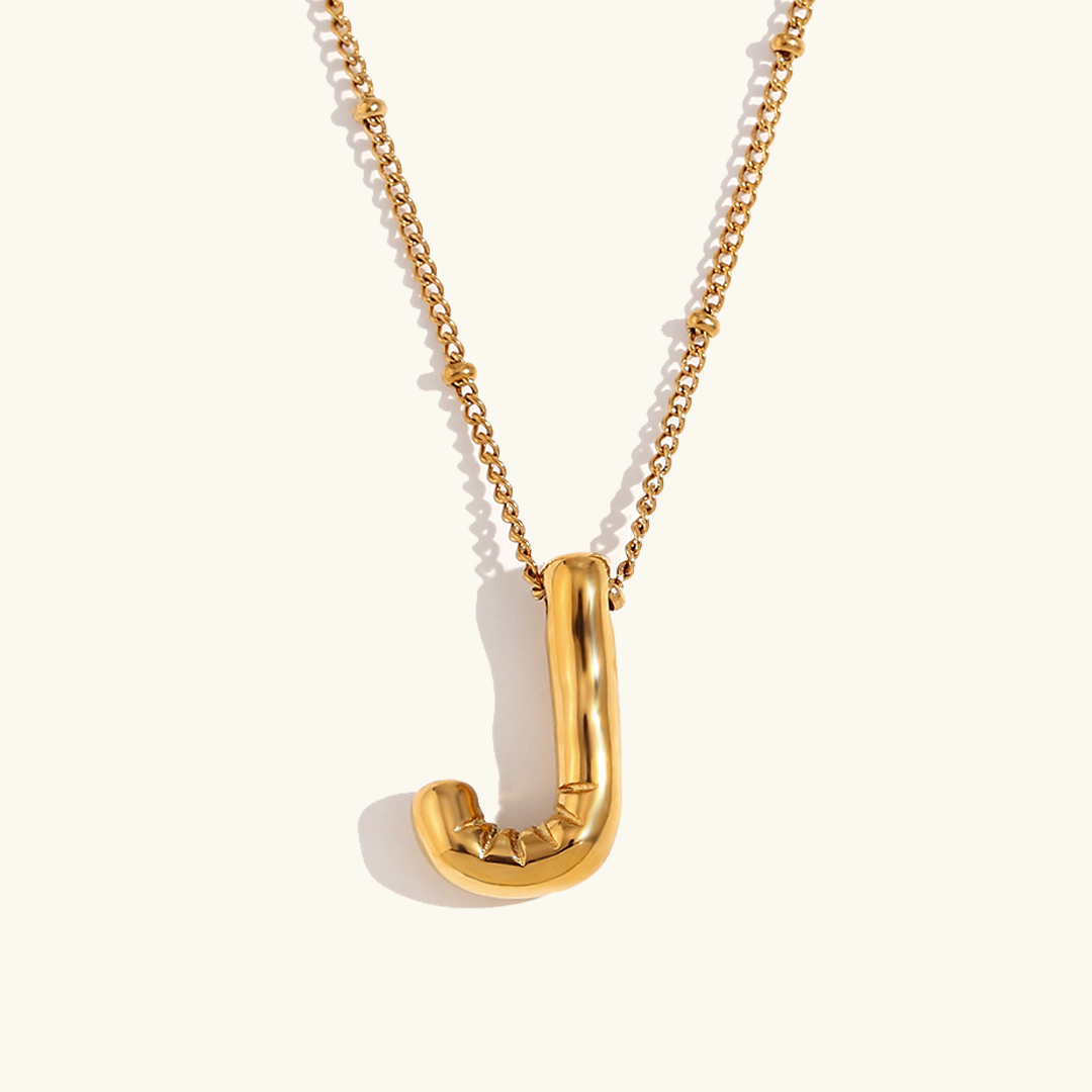 Gold Initials Necklace with Ball
