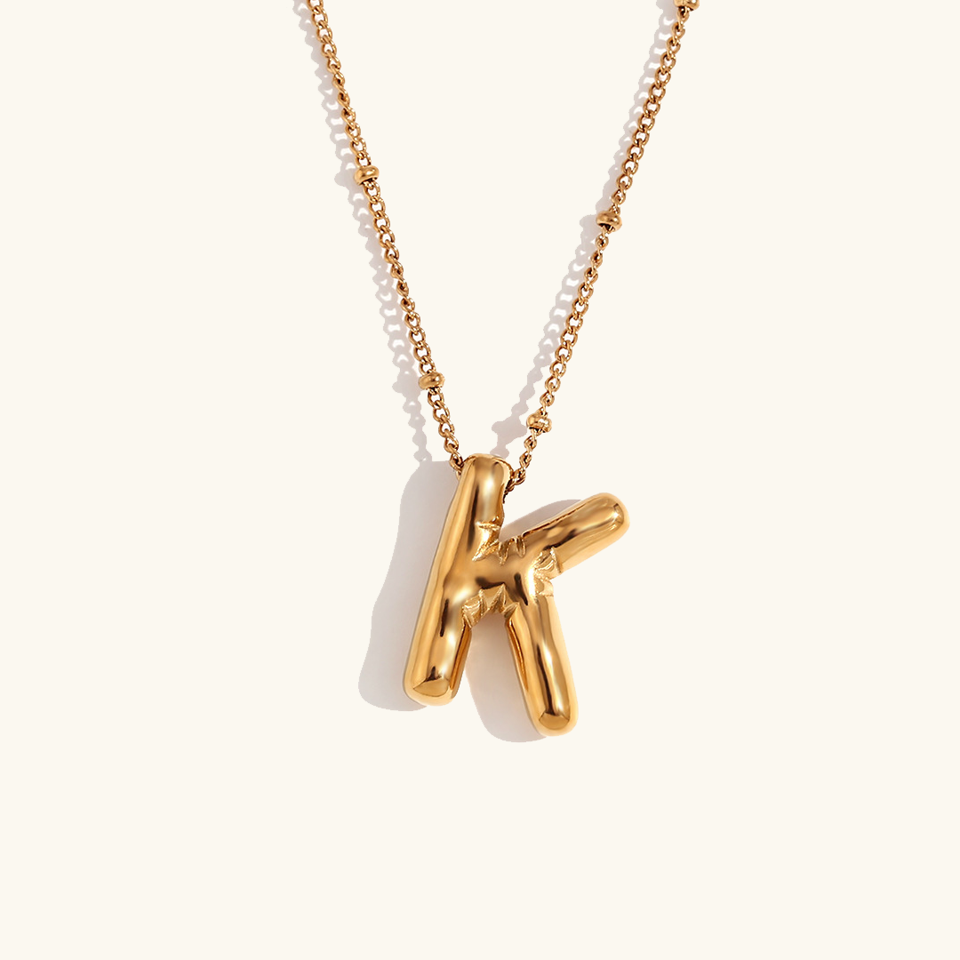 Gold Initials Necklace with Ball