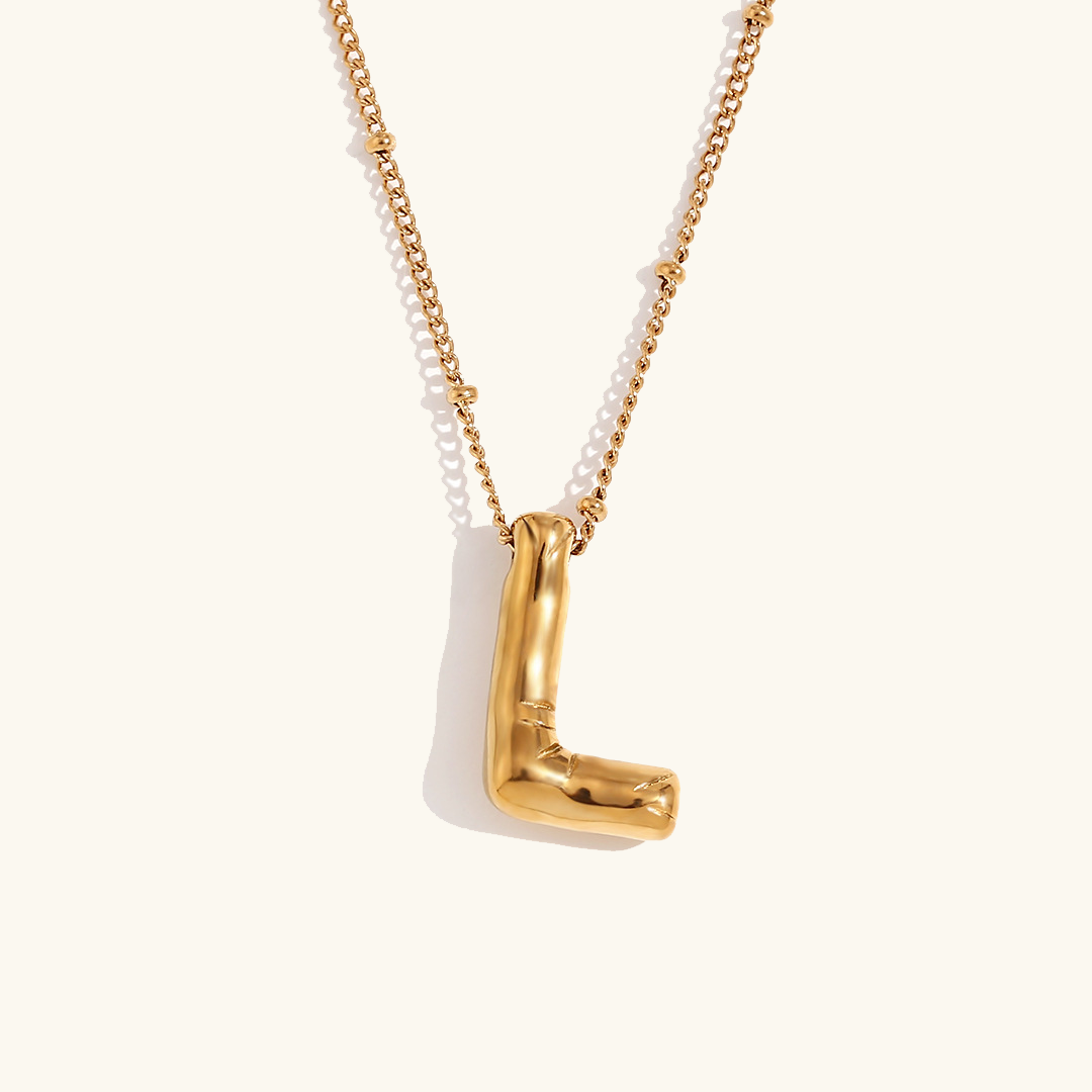 Gold Initials Necklace with Ball