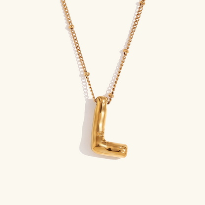 Gold Initials Necklace with Ball