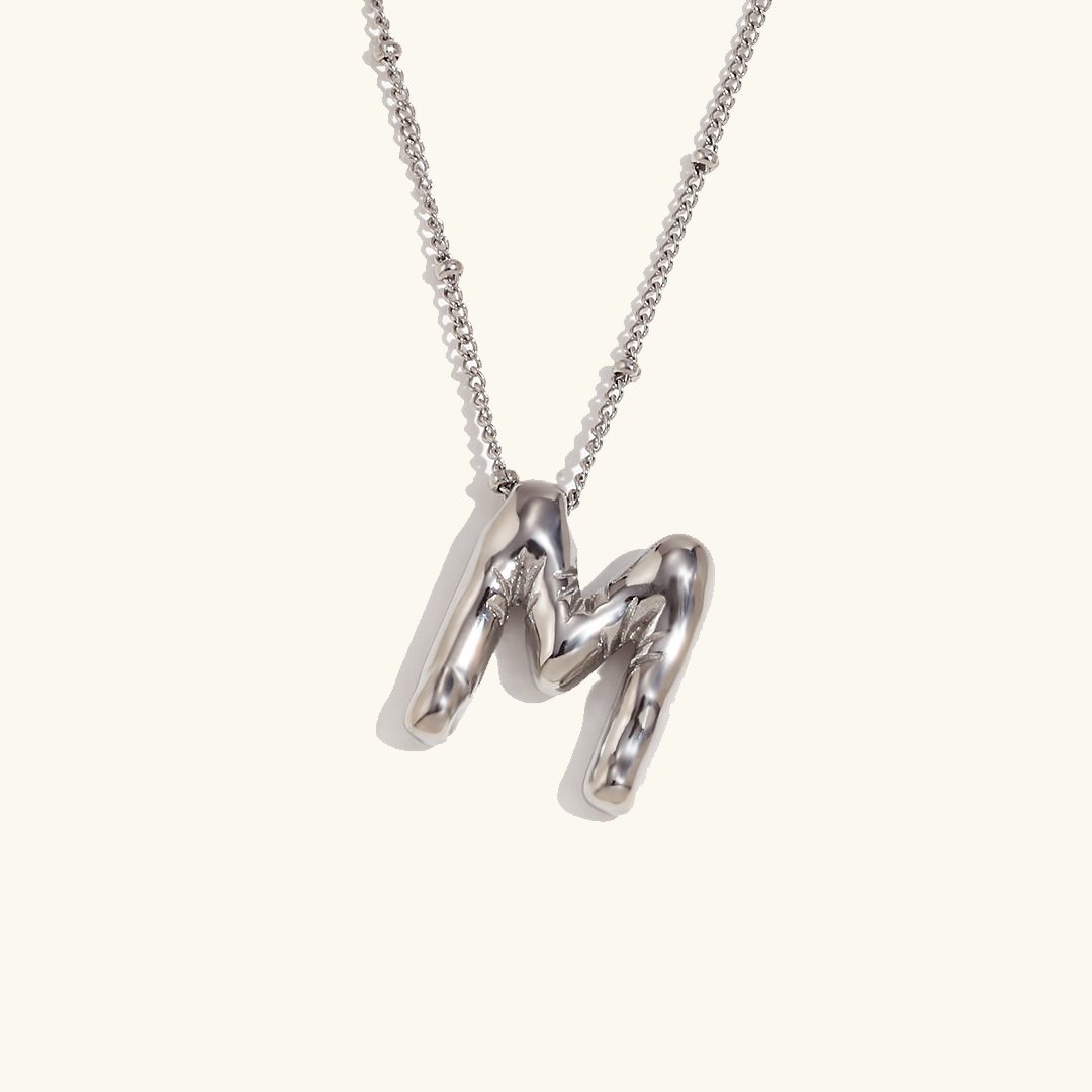 Gold Initials Necklace with Ball