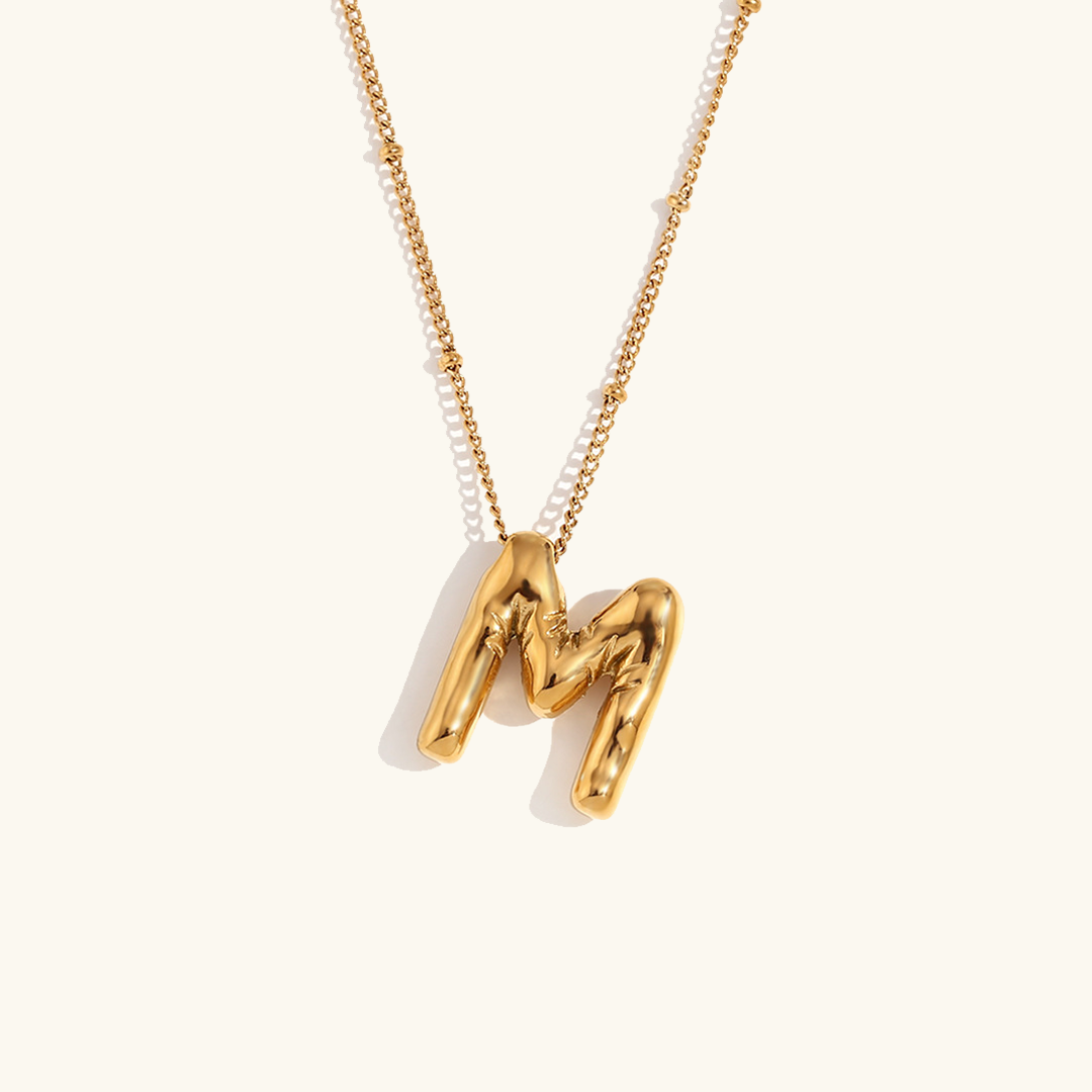 Gold Initials Necklace with Ball