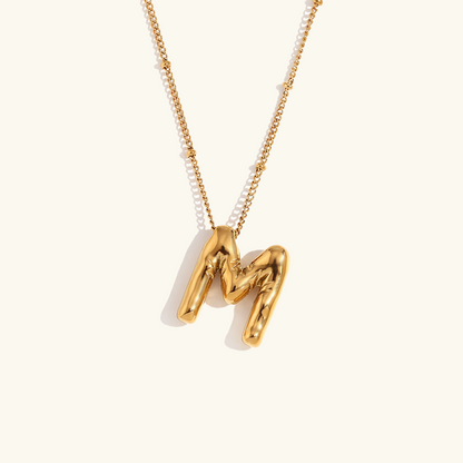 Gold Initials Necklace with Ball