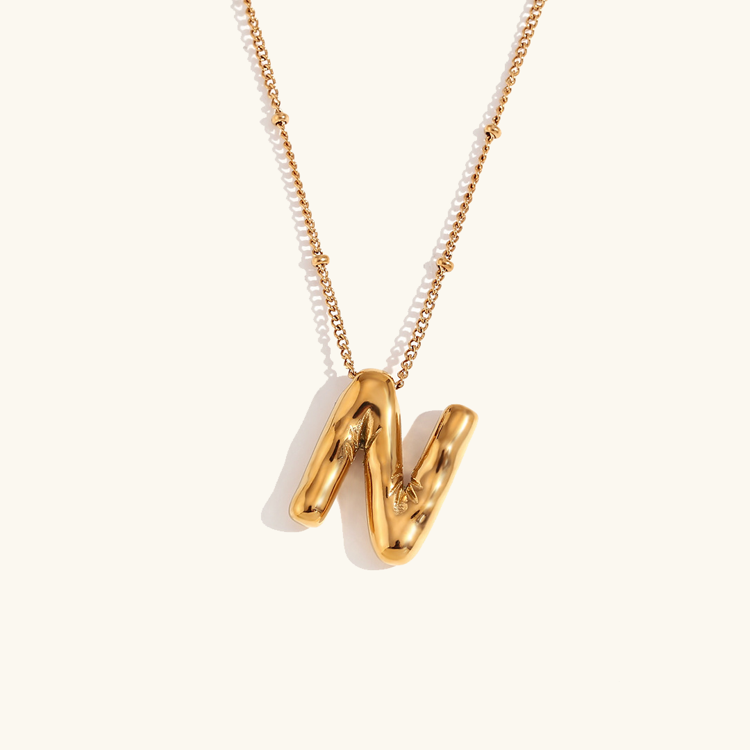 Gold Initials Necklace with Ball