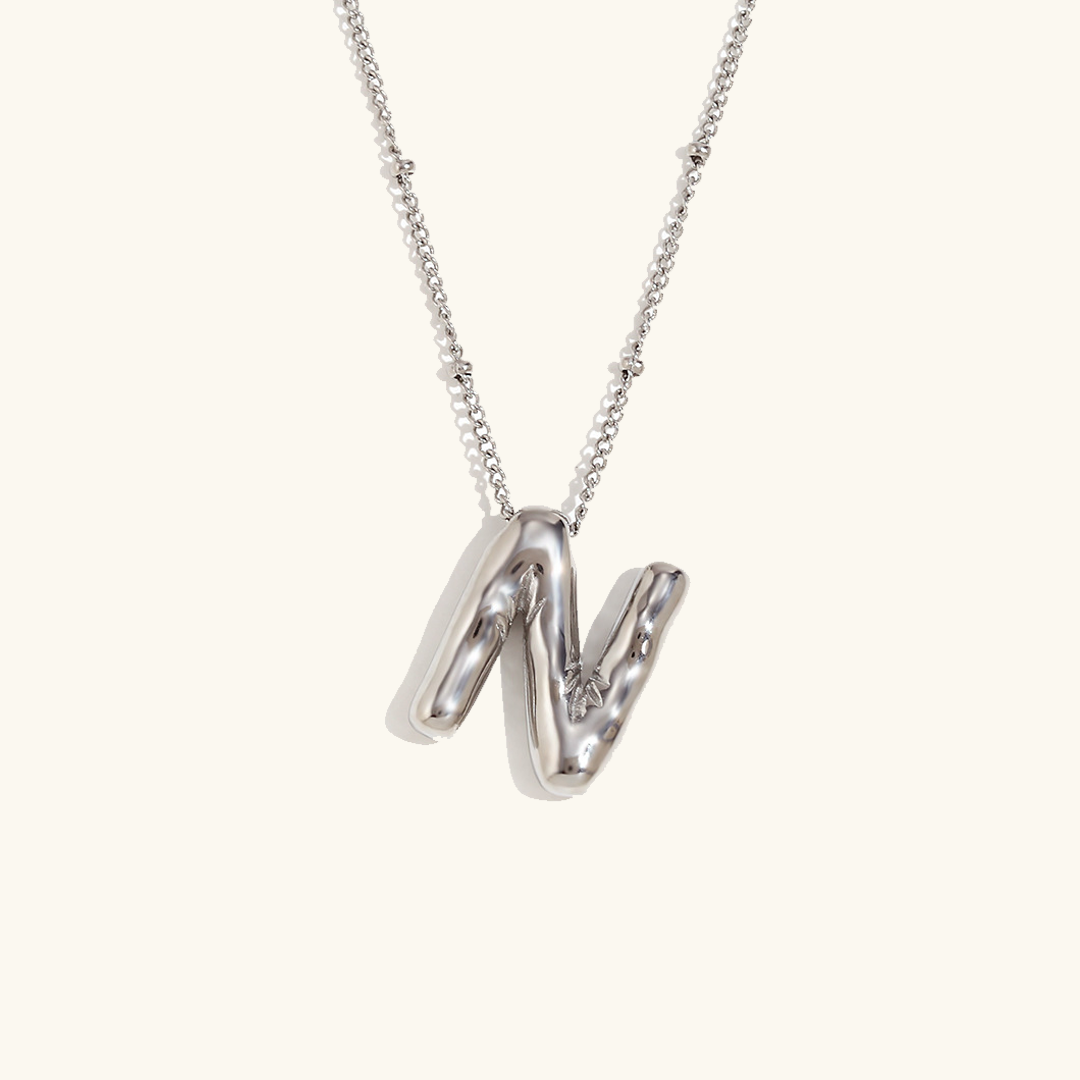 Gold Initials Necklace with Ball