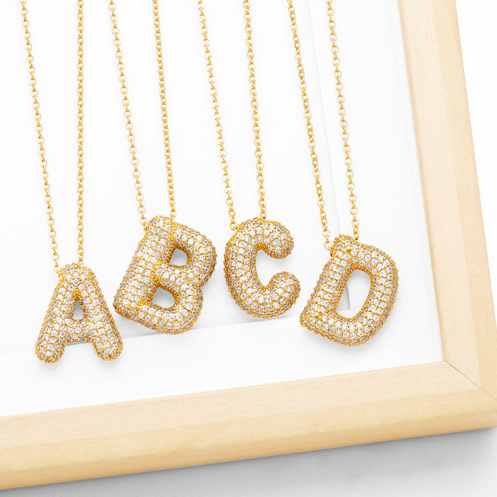 Shiny Bubble Collar - Inlaid Zircon Letter