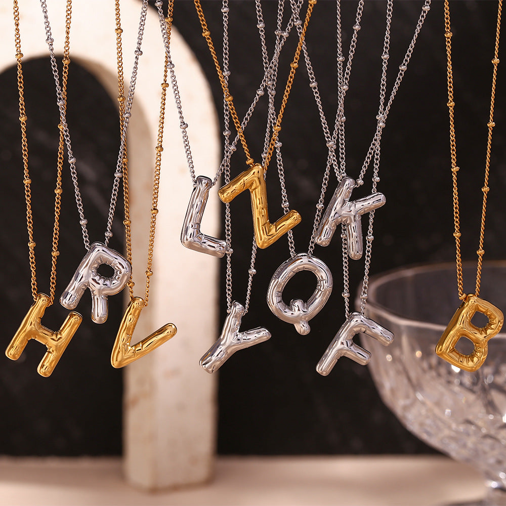 Gold Initials Necklace with Ball