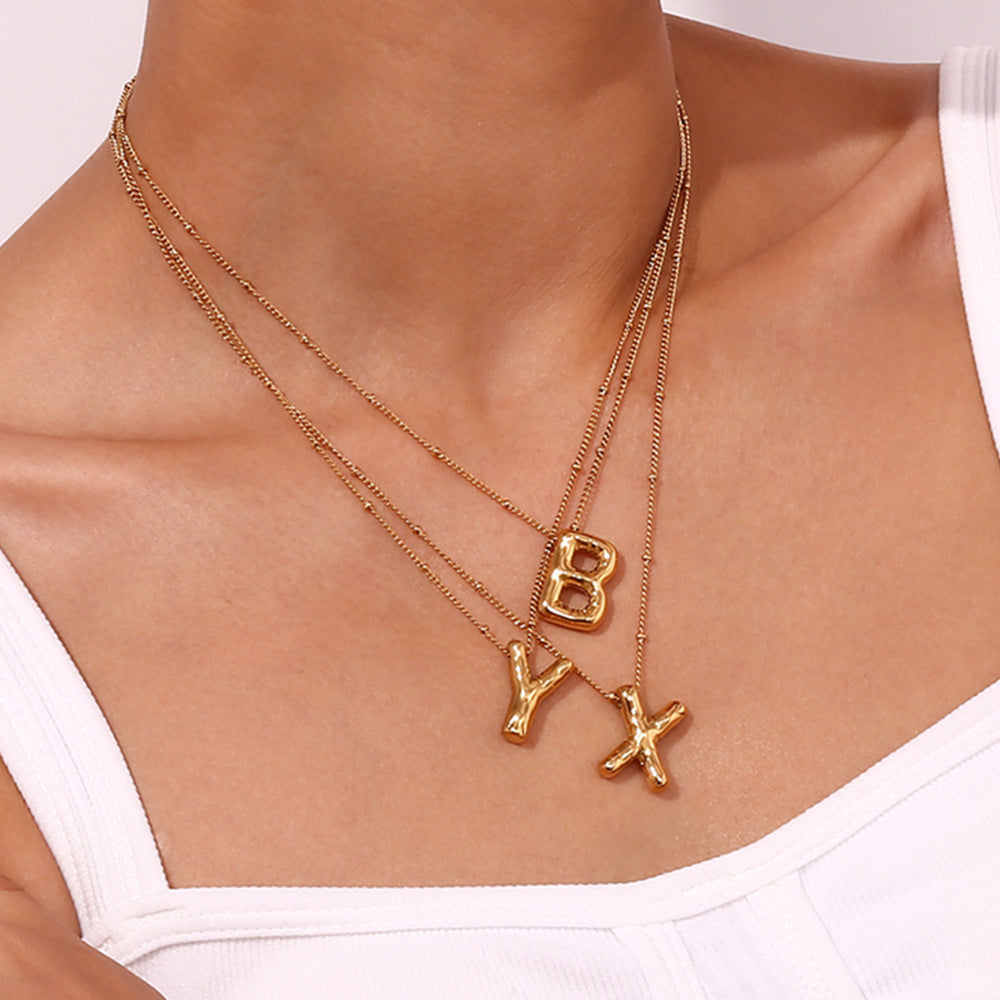 Gold Initials Necklace with Ball