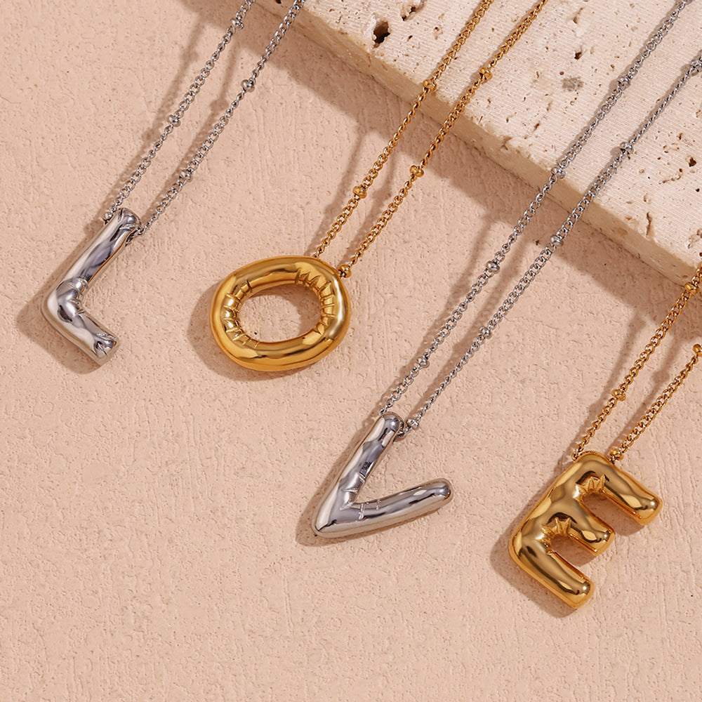 Gold Initials Necklace with Ball