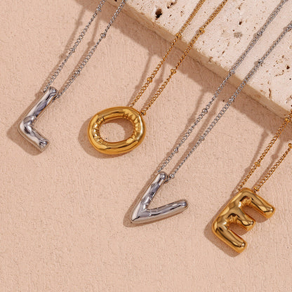 Gold Initials Necklace with Ball