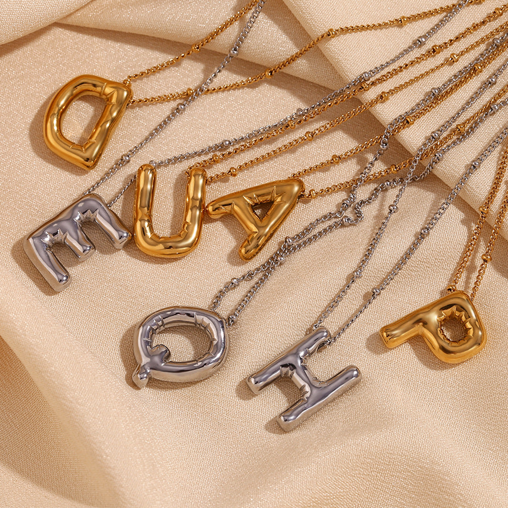 Gold Initials Necklace with Ball
