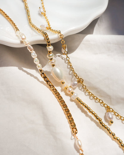 Freshwater gold chain ankle bracelet